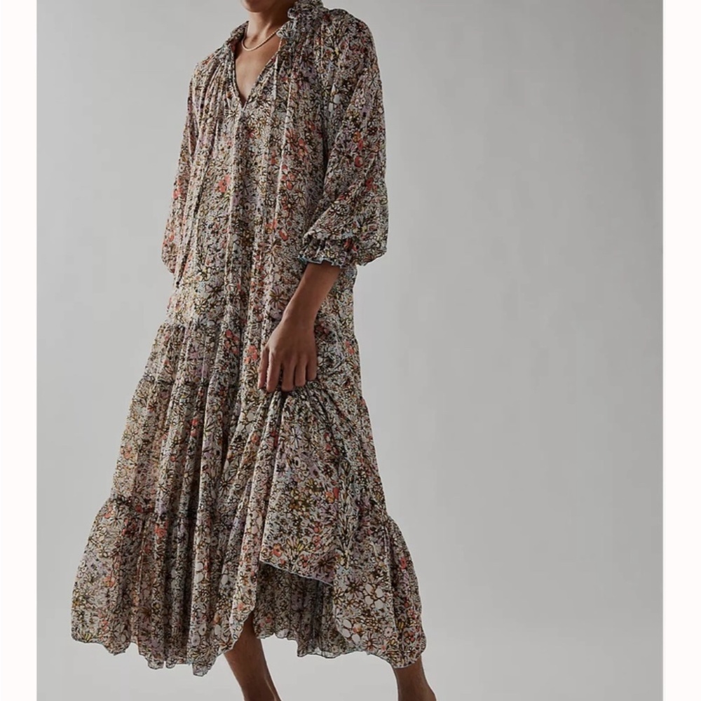 Free people feeling groovy maxi dress in soft blue combo